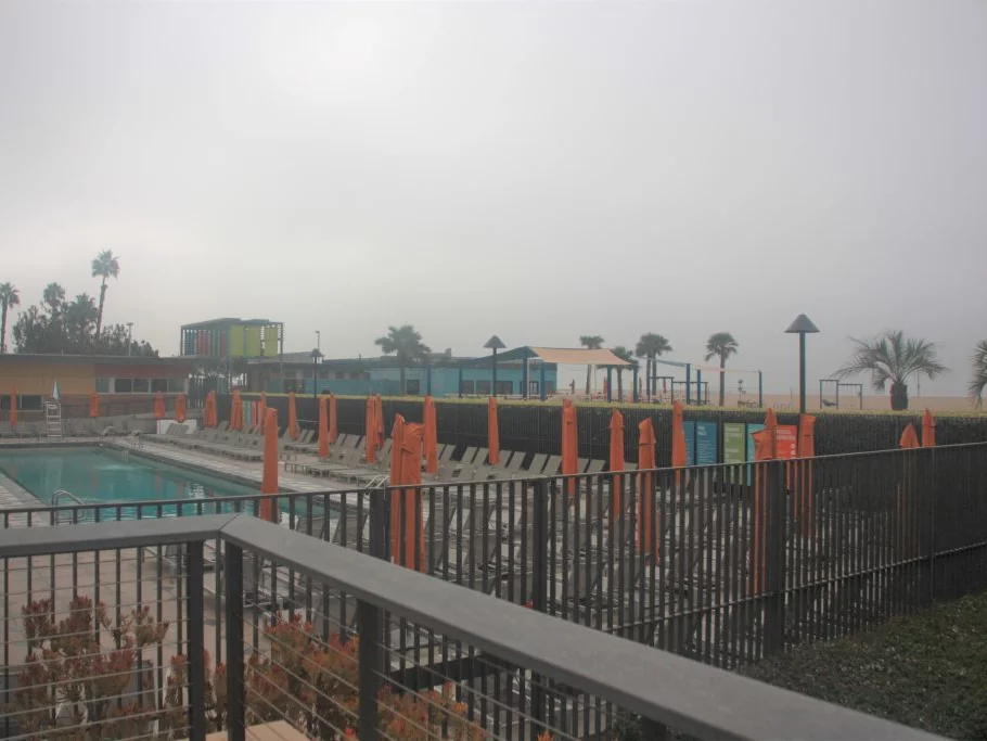 View of the pool at the Annenberg Beach House in Santa Monica